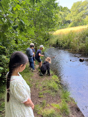 Schülerinnen und Schüler beim Ausflug in den Wald