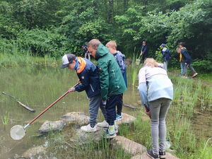 Kinder beim Experimentieren im Freien