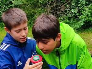 Kinder beim Experimentieren im Freien