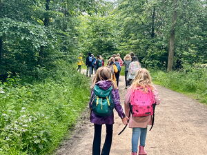 Kinder beim Wandern im Wald