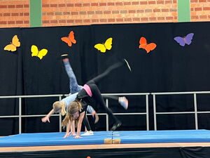 Kinder beim Turnen in der Turnhalle